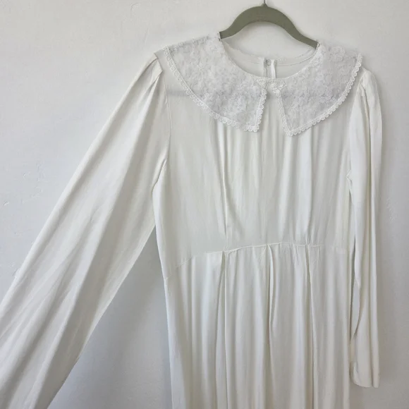 Handmade White Maxi Dress Lace Church Modest Temple Boho Grandmacore Large - Picture 2 of 8